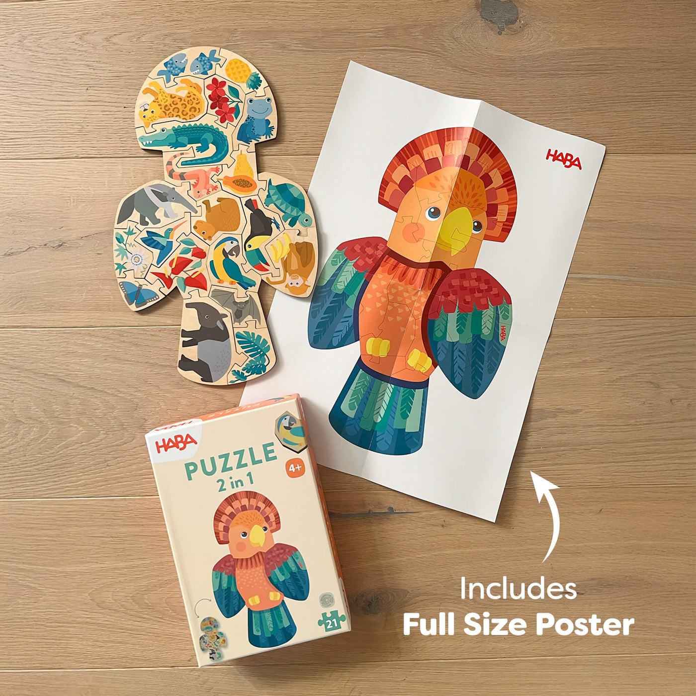 Parrot 2-in-1 Wooden Puzzle